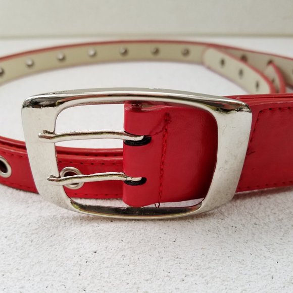 Red Leather Split Belt - Picture 4 of 6